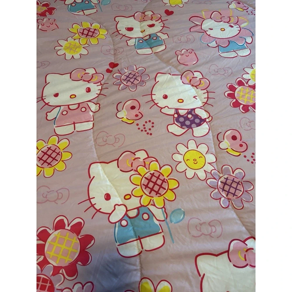Hello Kitty Twin Comforter Reversible Purple Rainbow GardenSanrio Franco Bedding